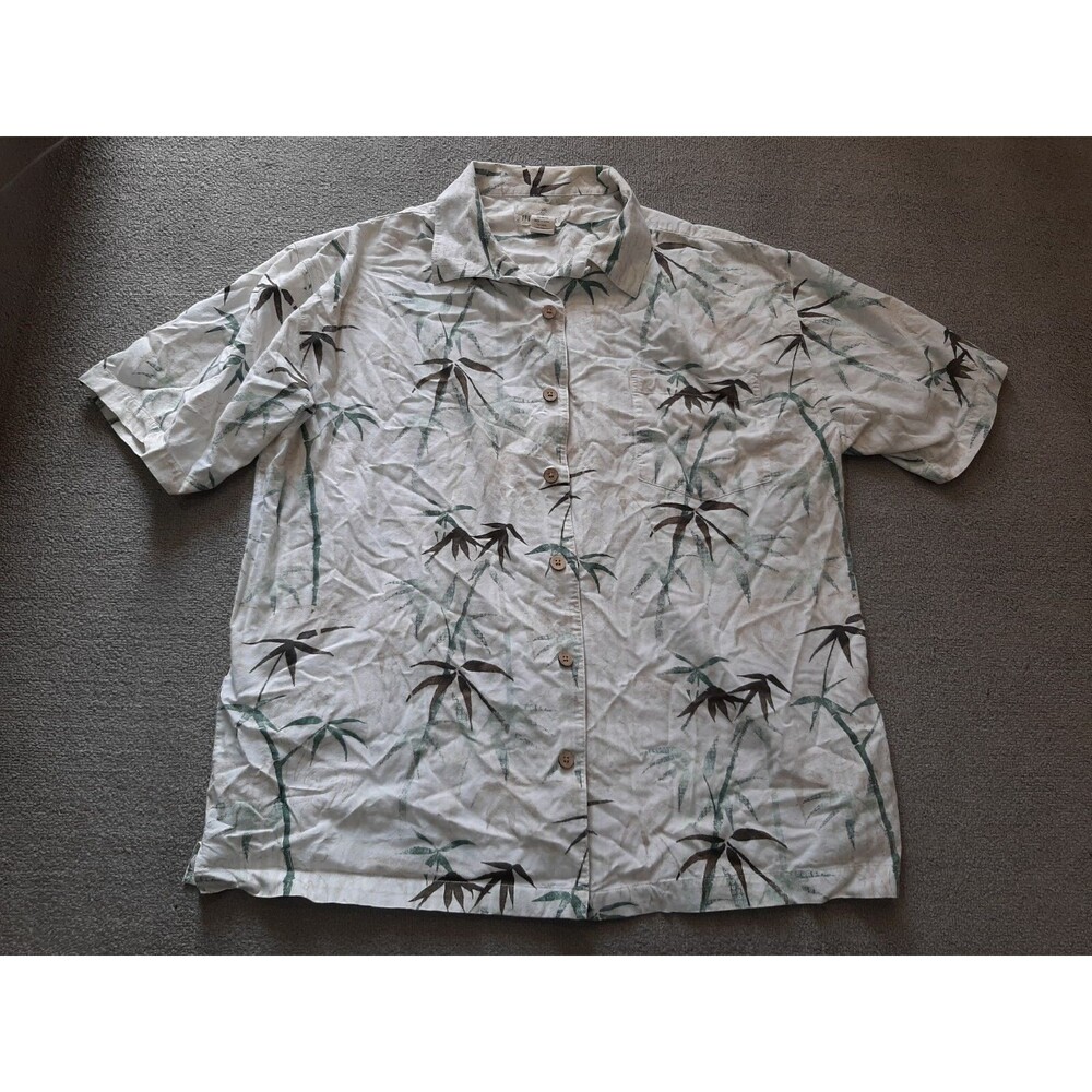 Paradise Shores Hawaiian Shirt Mens Large L Button Up Short SLeeve Pocket White